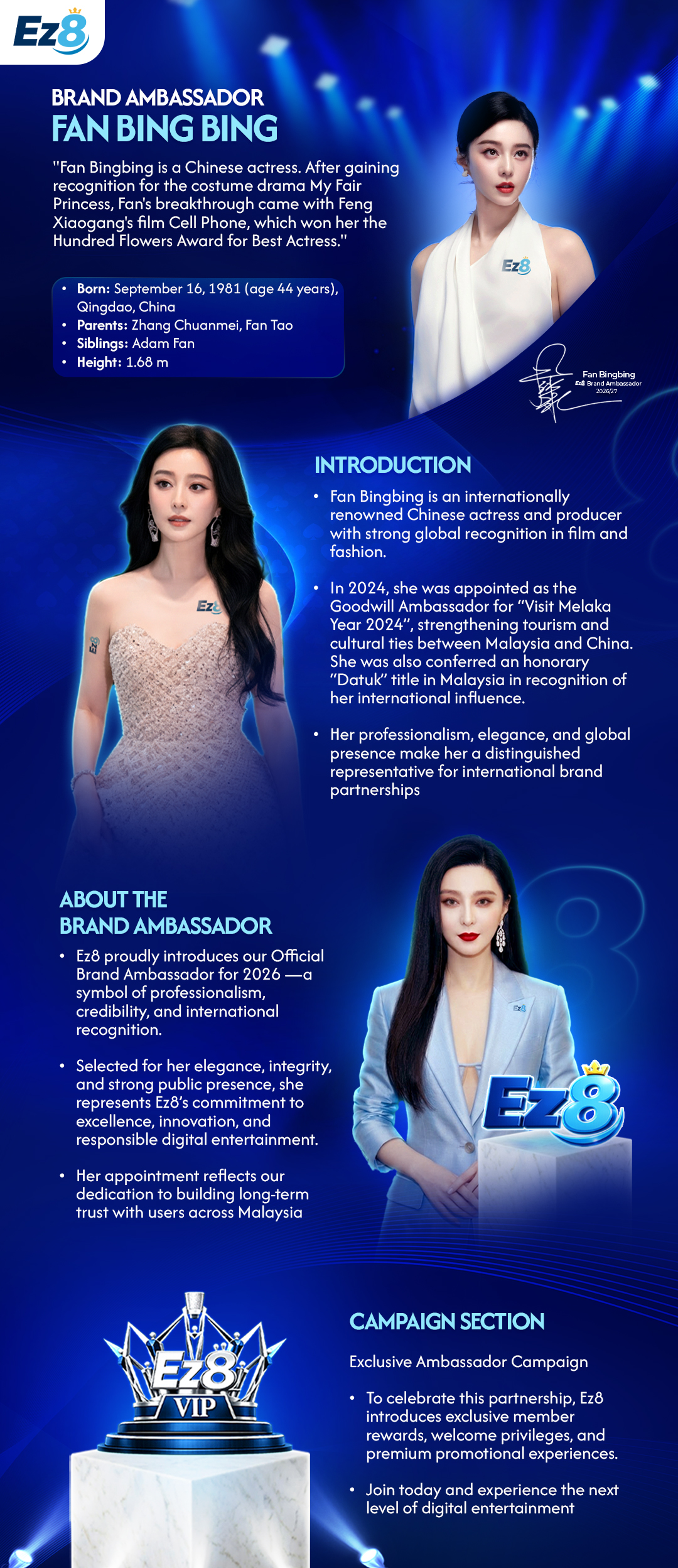 FBB brand ambassador information in English